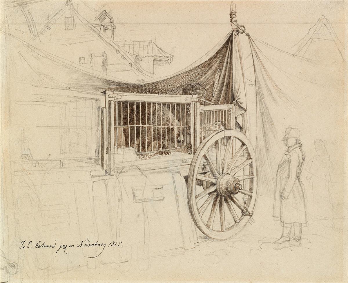 JOHANN CHRISTOPH ERHARDT (Nuremberg 1795-1822 Rome) Village Scene with a Bear in a Cart.